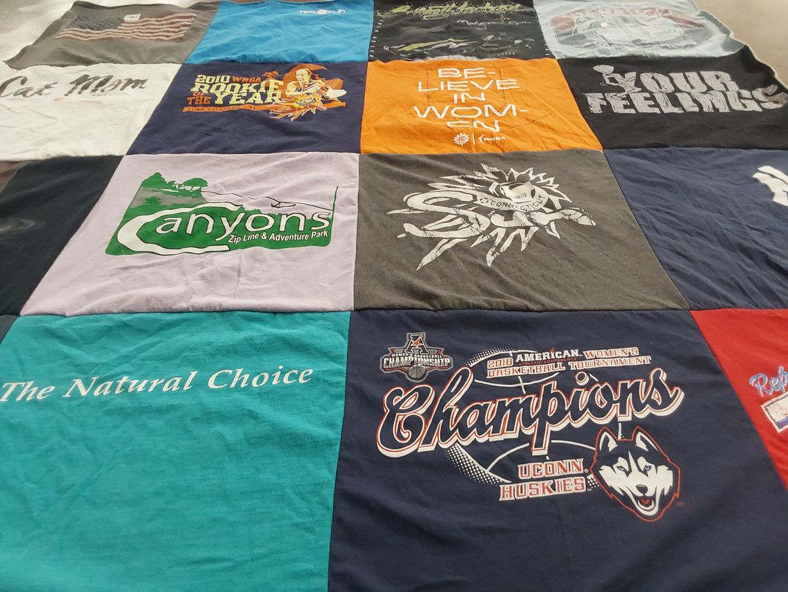 T-shirt quilt featuring uconn huskies by Heather from CO