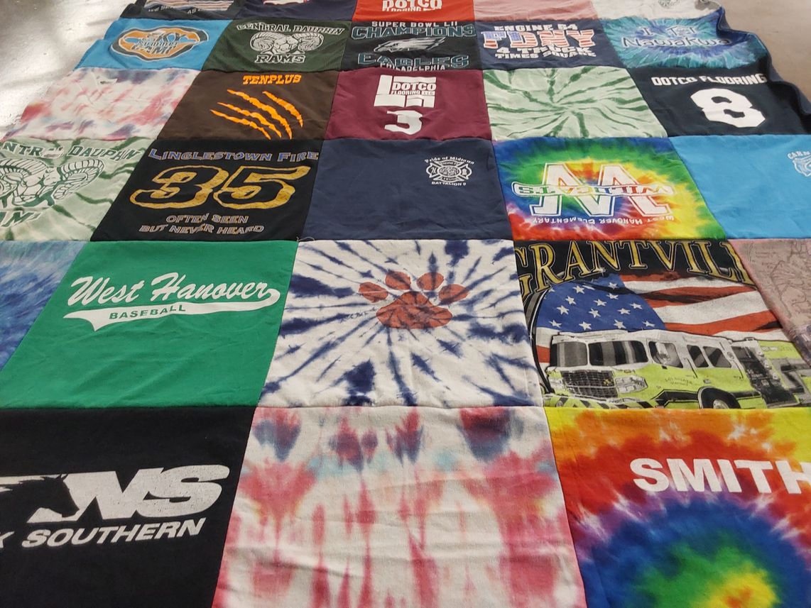 T-shirt quilt featuring central dauphin rams, west hanover baseball by Tina from PA