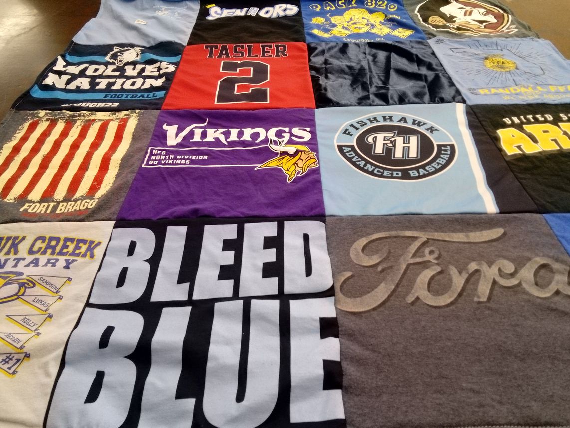 T-shirt quilt featuring fort bragg viking, fishhawk advanced baseball by Lynda from FL