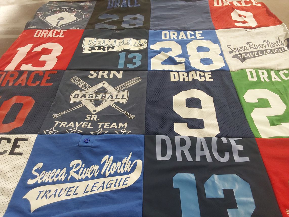 T-shirt quilt with baseball themes by Shari from NY