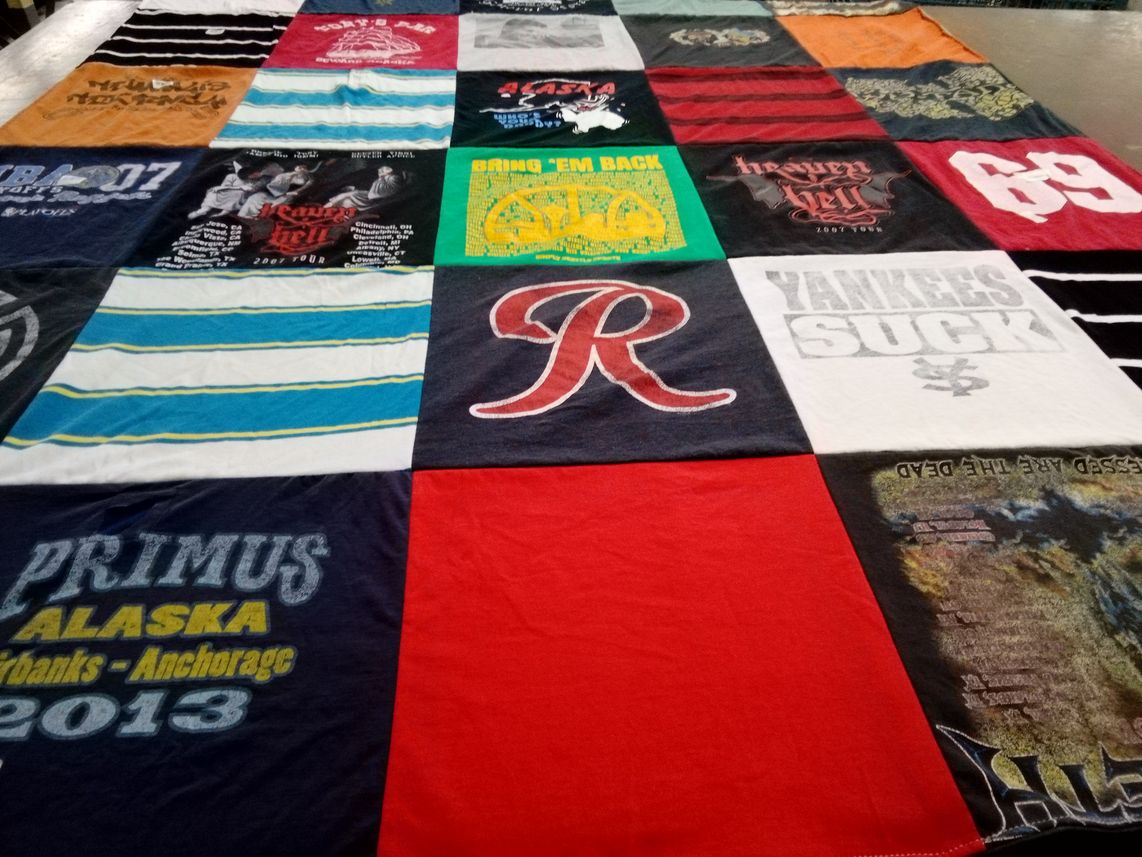 T-shirt quilt with music, band themes by Kylee from AK