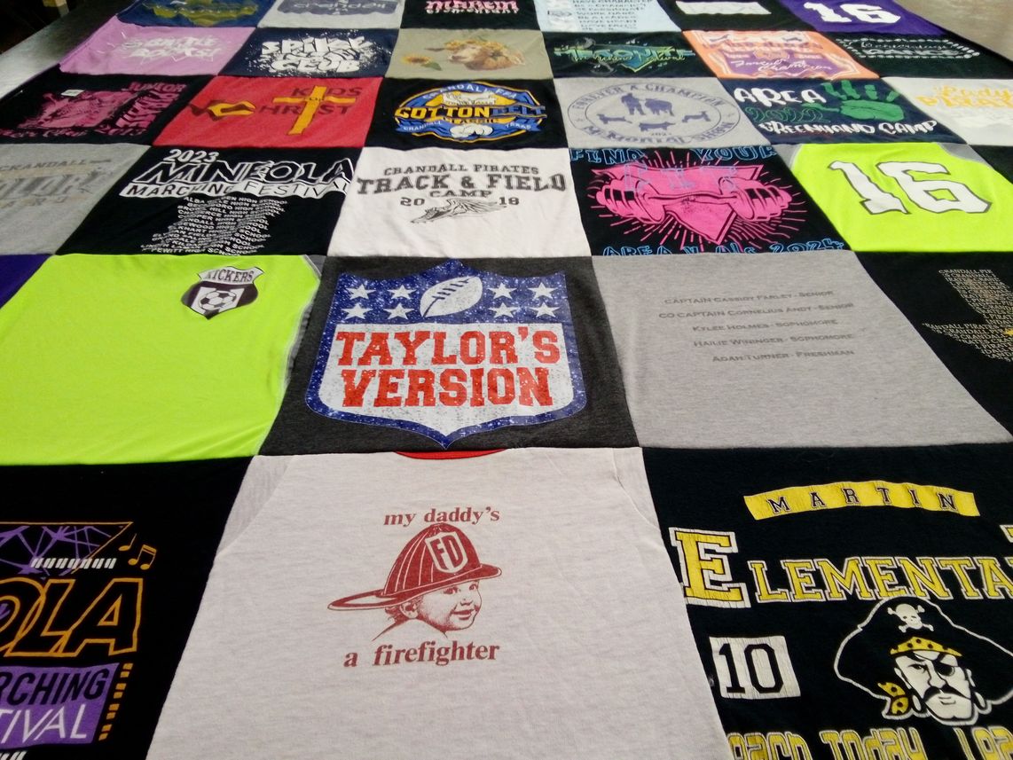 T-shirt quilt featuring crandall pirates track and field by Crystal from TX