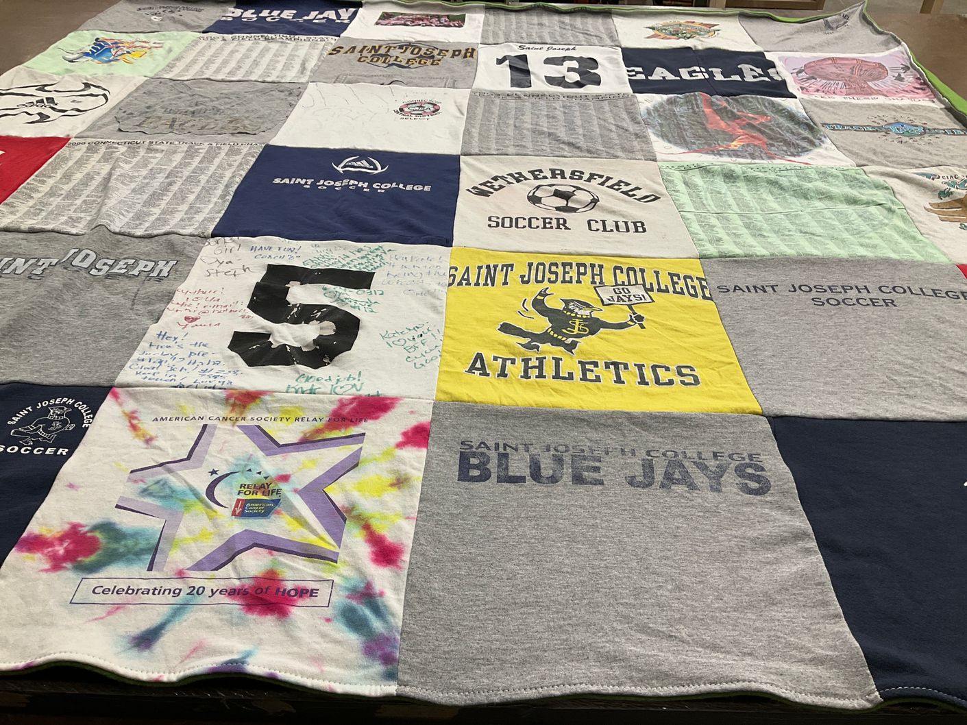 T-shirt quilt featuring saint joseph college blue jays, saint joseph college soccer by Tnghuy from CT