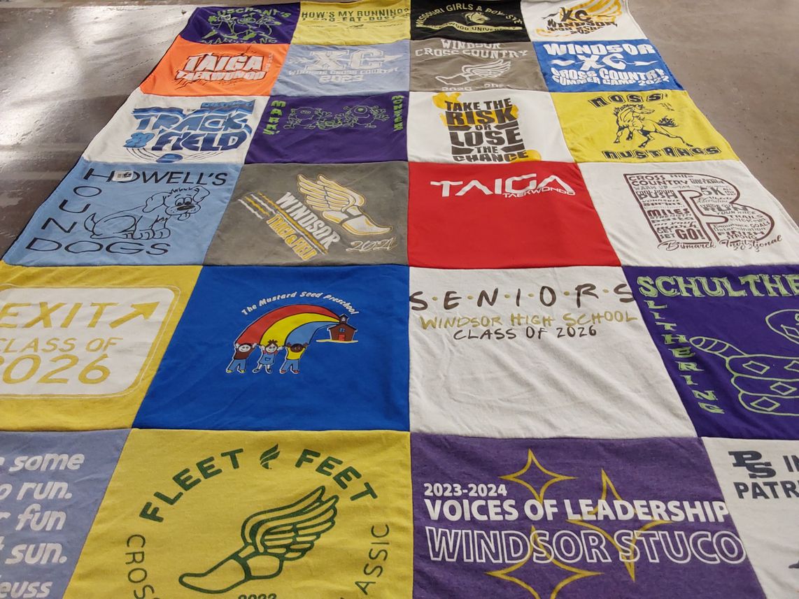 T-shirt quilt featuring windsor cross country team, windsor track and field team by Lindsay from MO