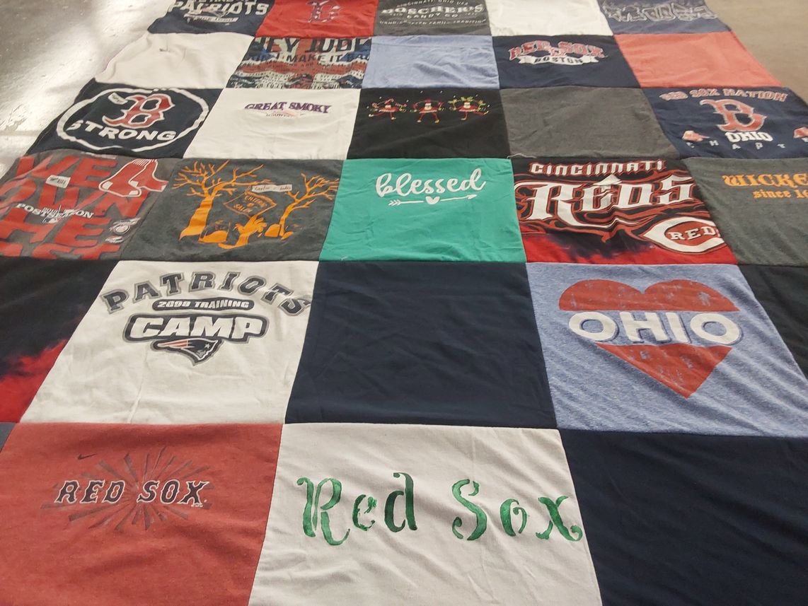 T-shirt quilt featuring boston red sox, cincinnati reds by Danforth from OH