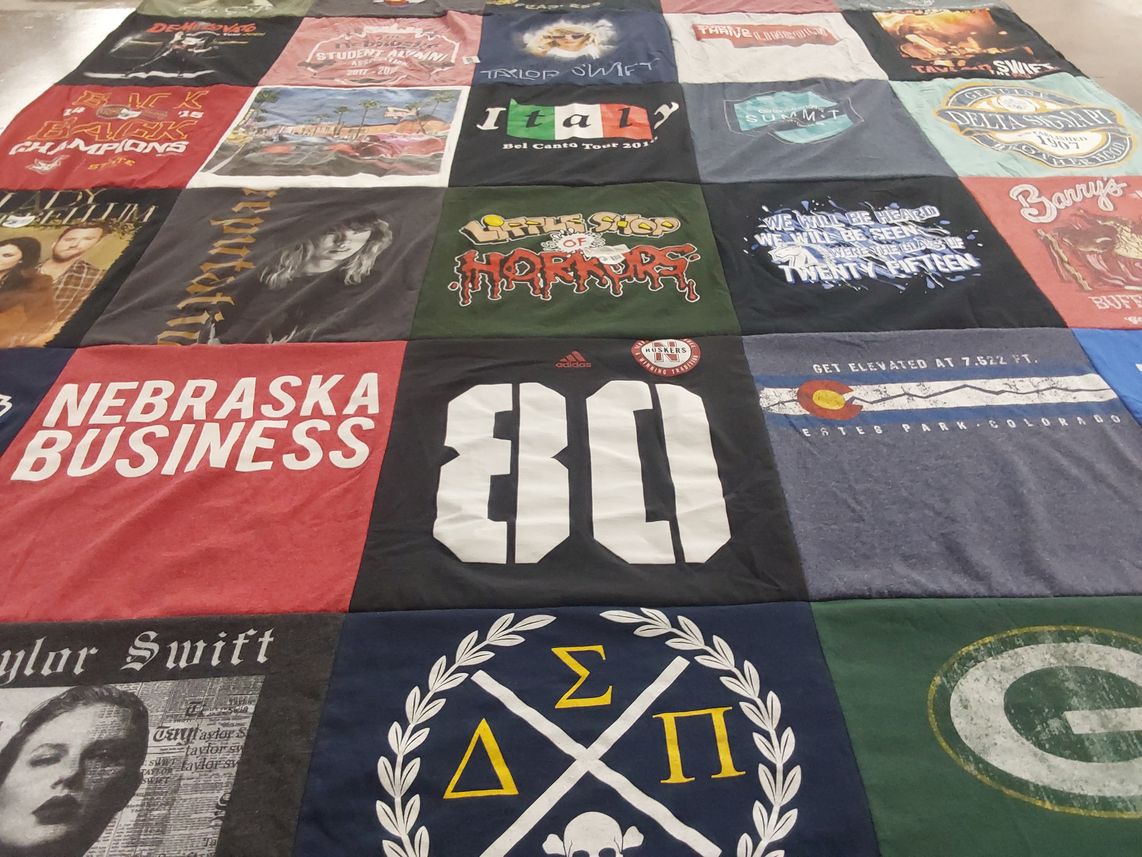 T-shirt quilt from nebraska university, delta state university by Joselyn from NE