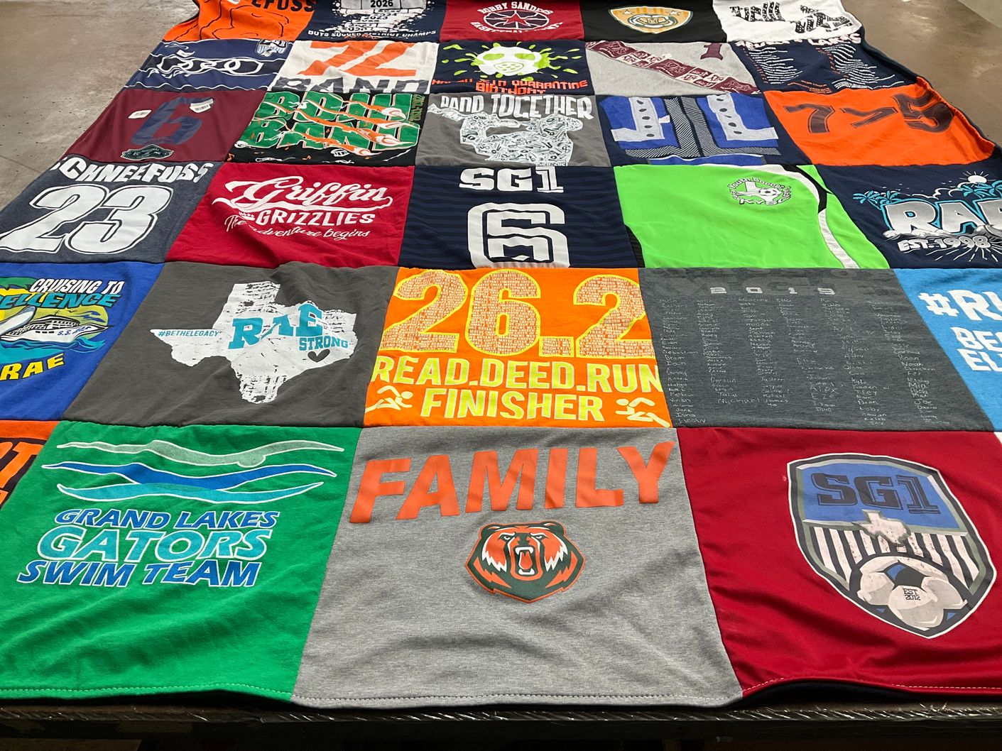 T-shirt quilt from grand lakes gators swim team by Jessica from TX