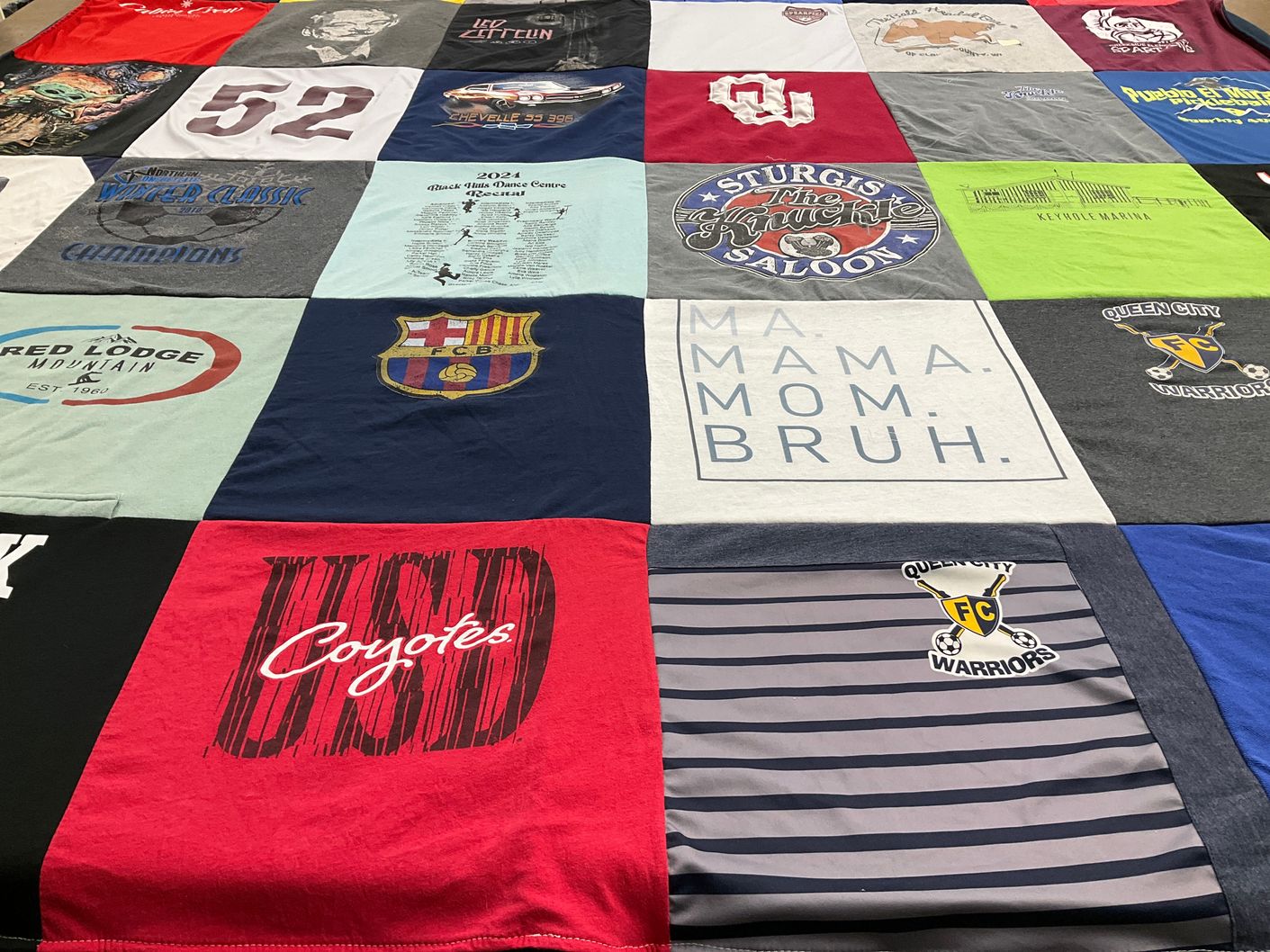 T-shirt quilt featuring queen city fc, usd coyotes by Jennifer from SD