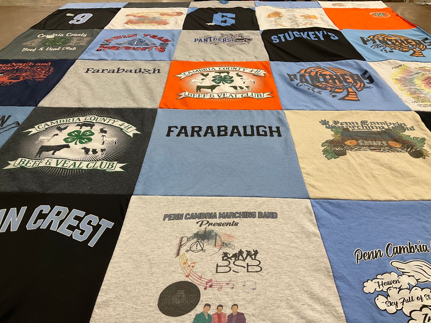 T-shirt quilt featuring penn cambria panthers by Jennifer from PA