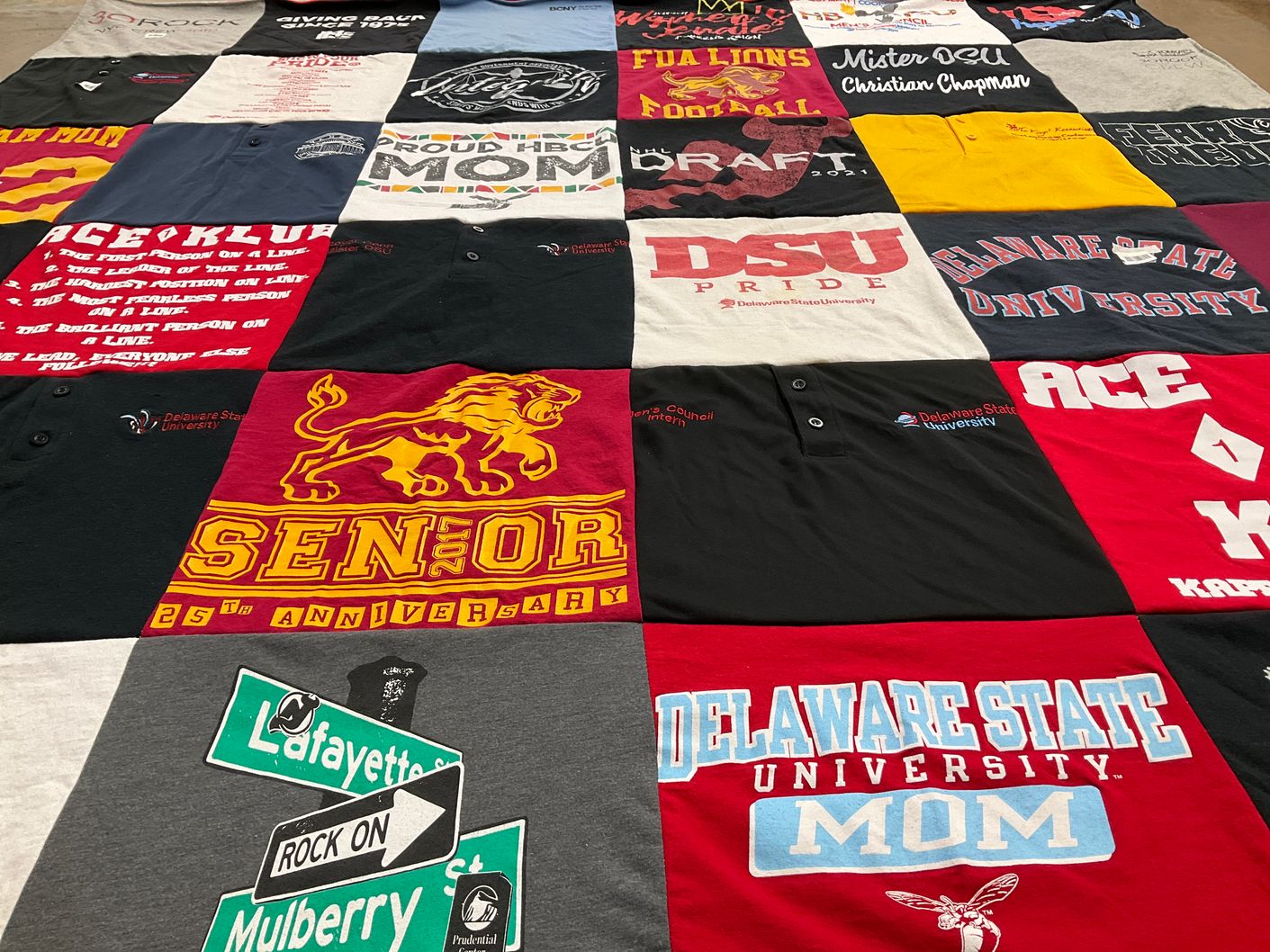 T-shirt quilt from delaware state university by Dyana from NY