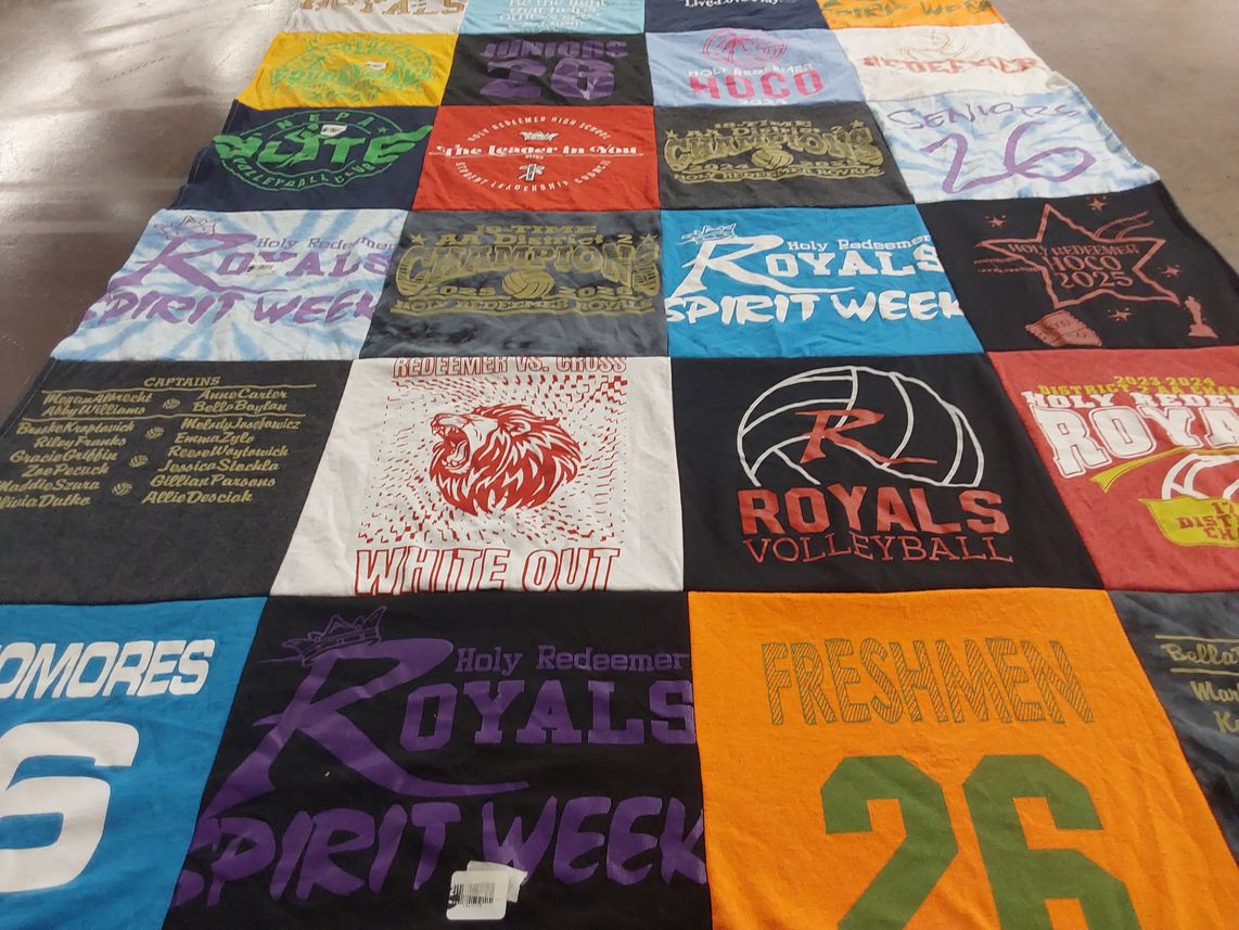T-shirt quilt featuring holy redeemer volleyball by Kimberly from PA