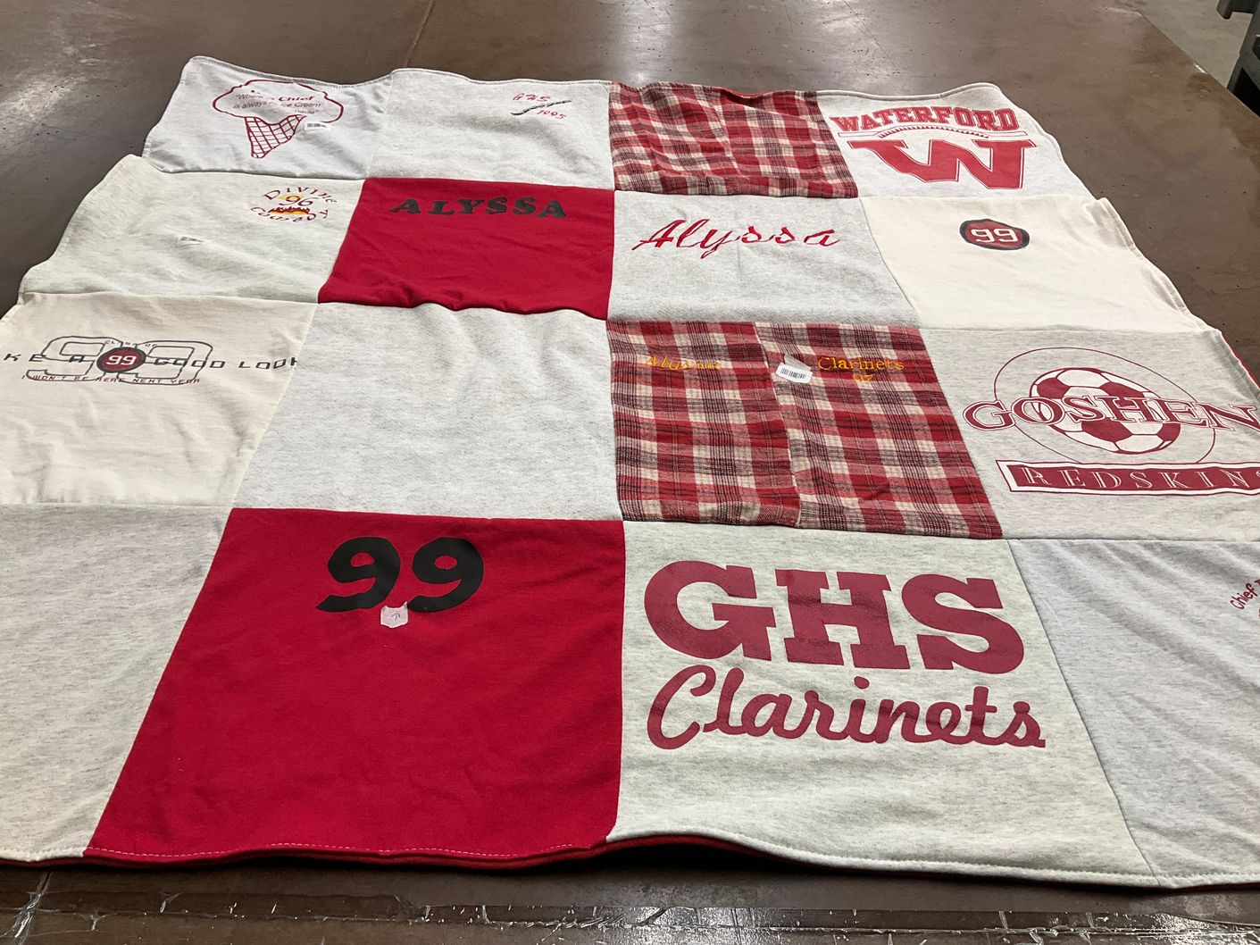 T-shirt quilt from goshen high school by Vicki from IN