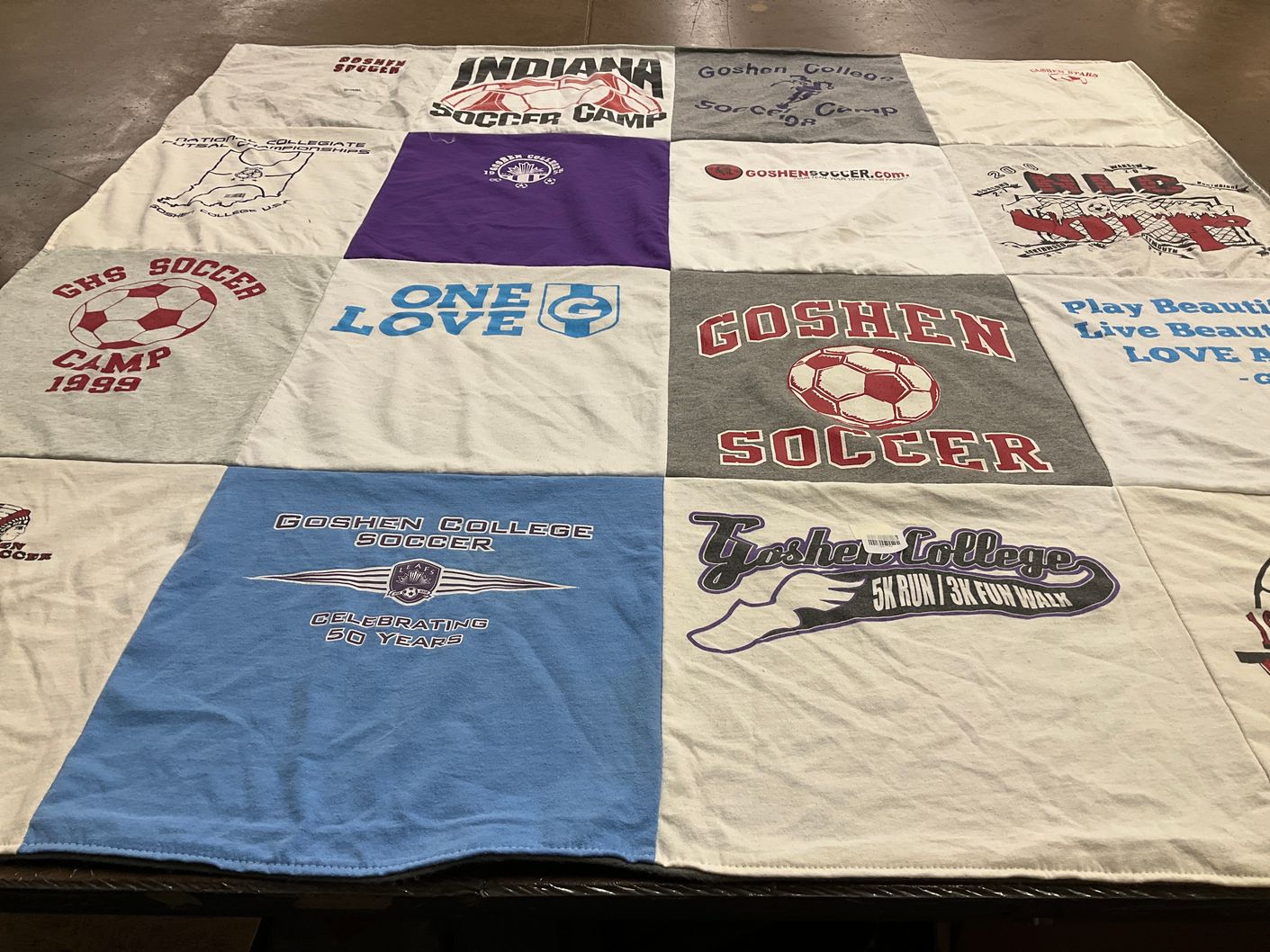 T-shirt quilt featuring goshen college soccer by Vicki from IN