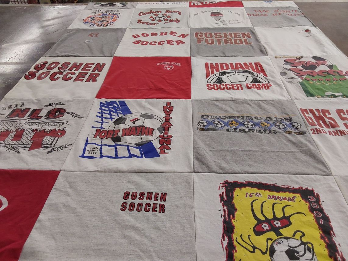 T-shirt quilt from goshen high school by Vicki from IN