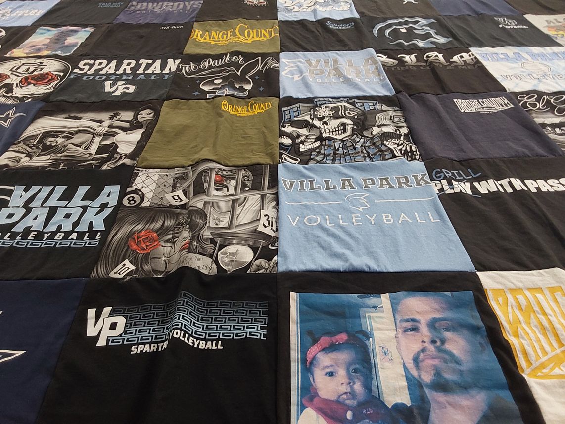 T-shirt quilt featuring villa park volleyball, spartan volleyball by Angie from CA