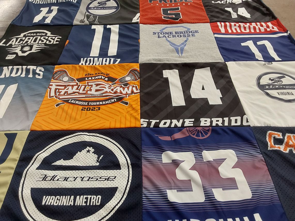 T-shirt quilt featuring virginia metro lacrosse, stone bridge lacrosse by Anne from VA