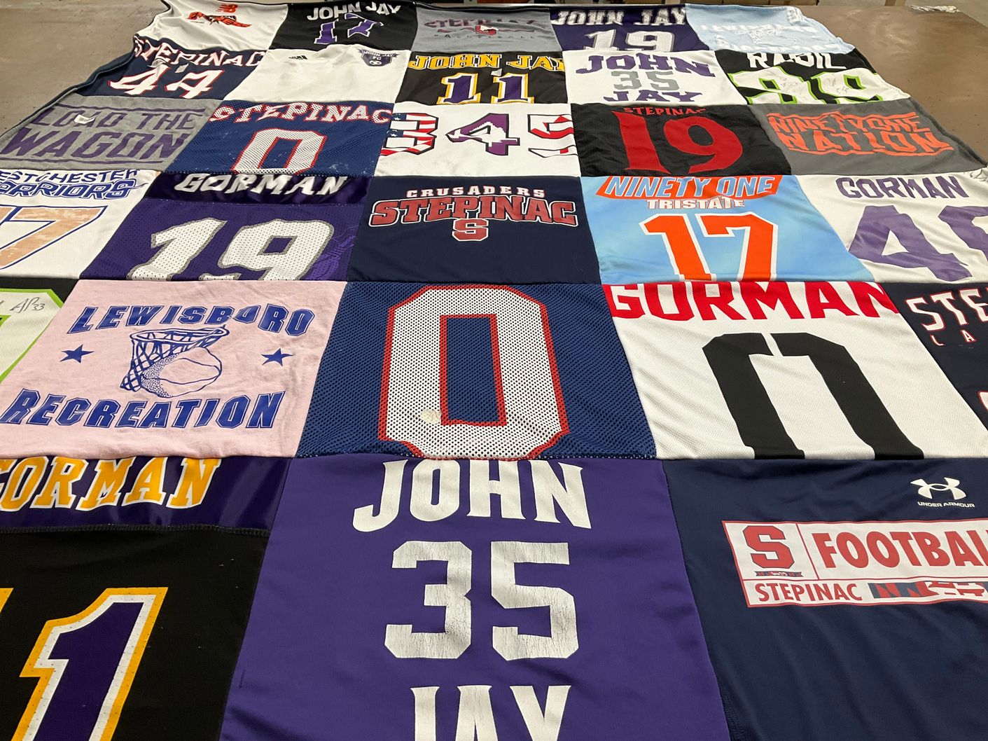 T-shirt quilt featuring stepinac football team by Gina from NY