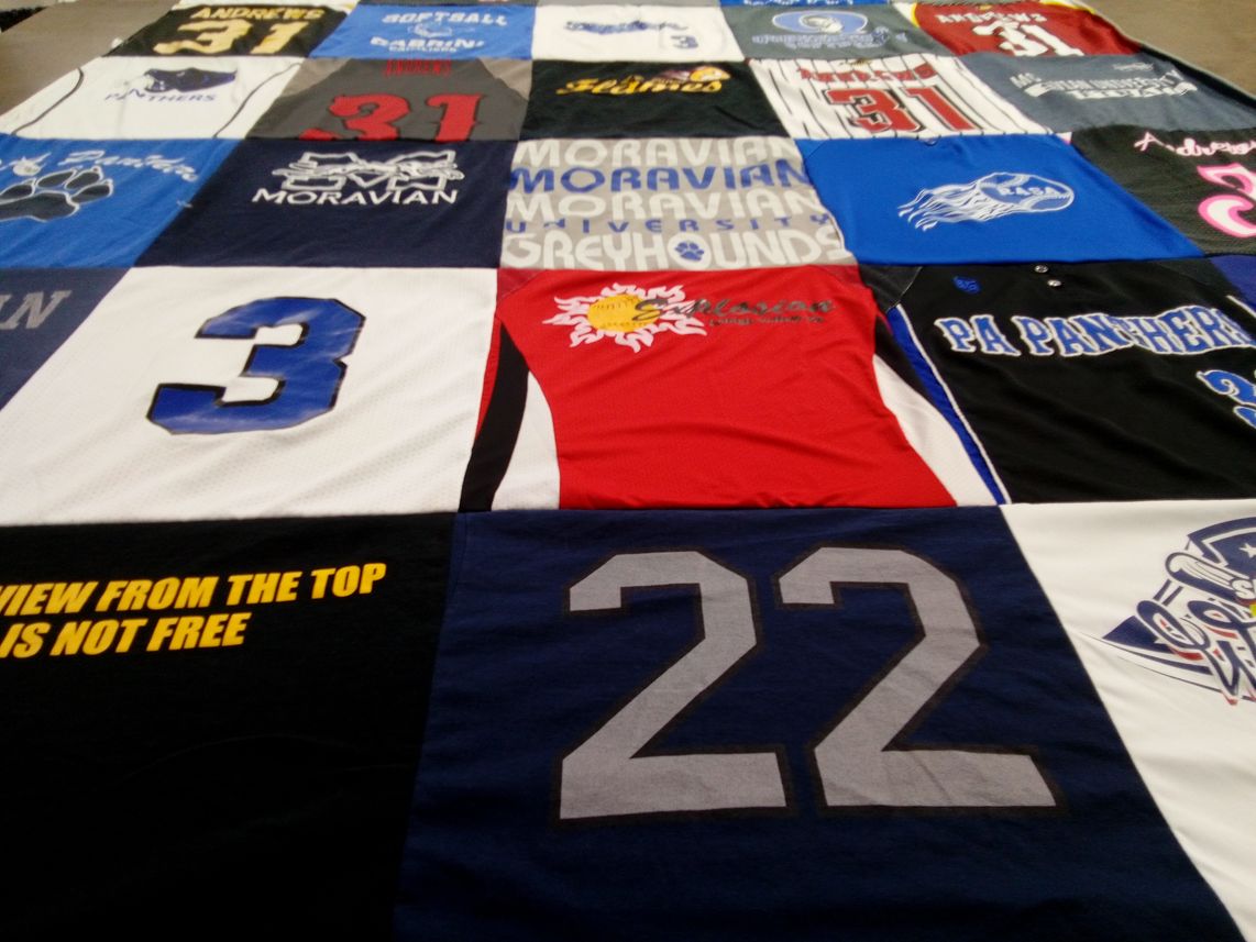 T-shirt quilt featuring pennsylvania panthers, moravian university greyhounds by Shannon from PA