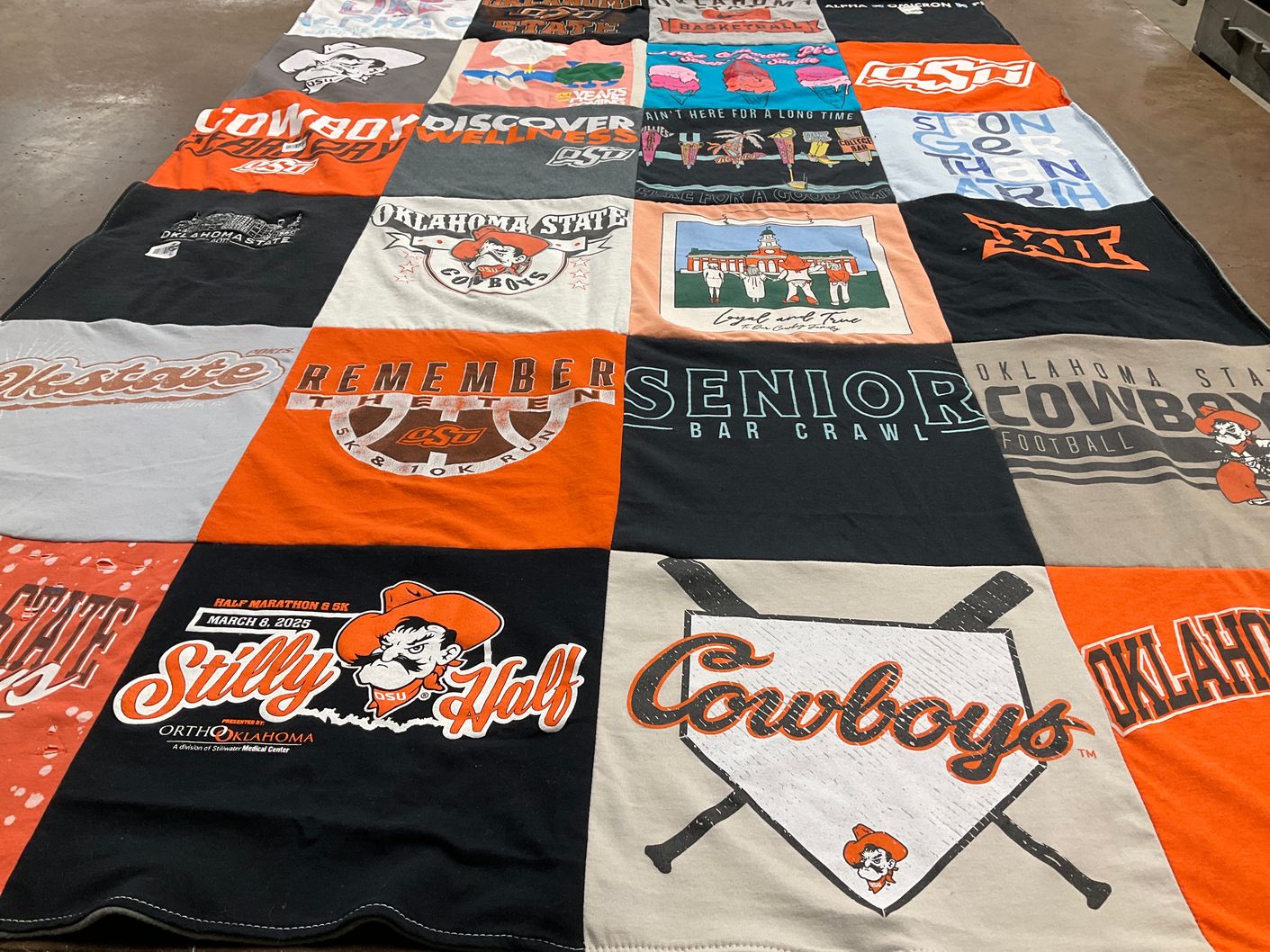 T-shirt quilt featuring oklahoma state cowboys by starla from TX