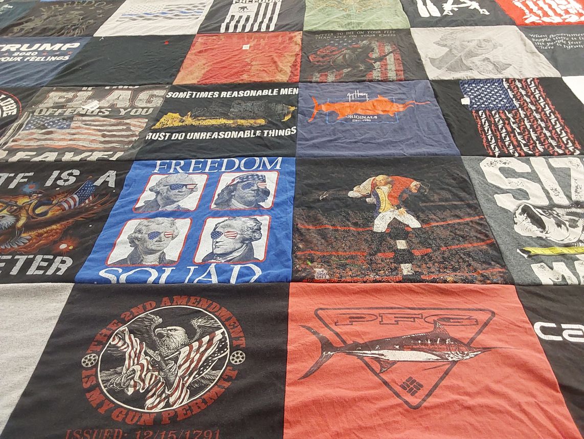T-shirt quilt with patriotism, politics themes by Donna from GA
