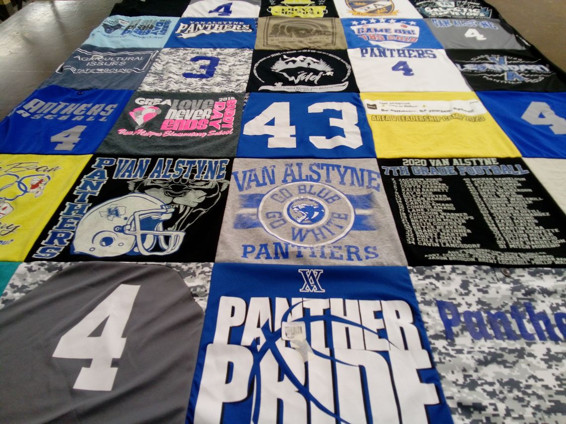 T-shirt quilt featuring van alstyne panthers football by Lisa from TX