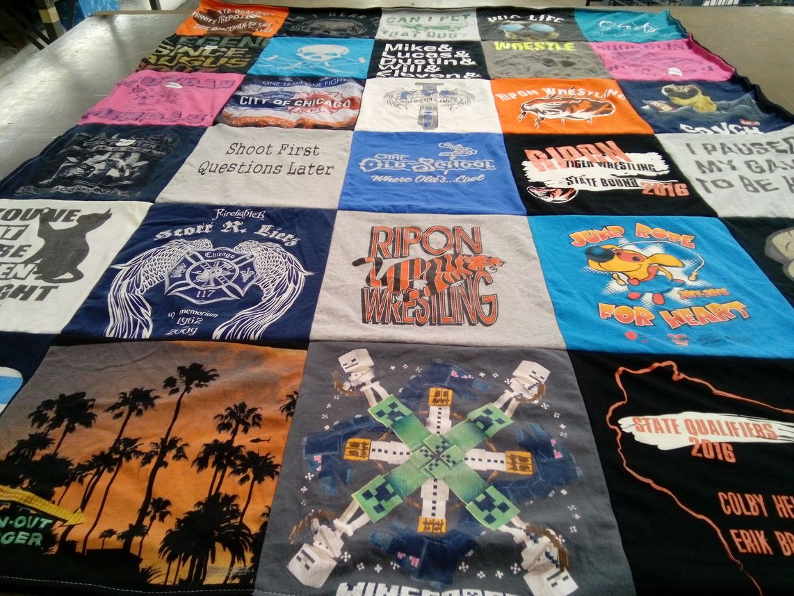 T-shirt quilt featuring ripon college wrestling by Star from WI