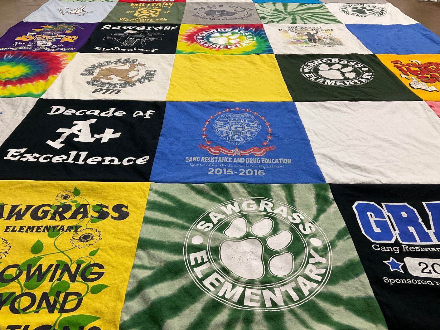 T-shirt quilt from sawgrass elementary school by Nicole from FL