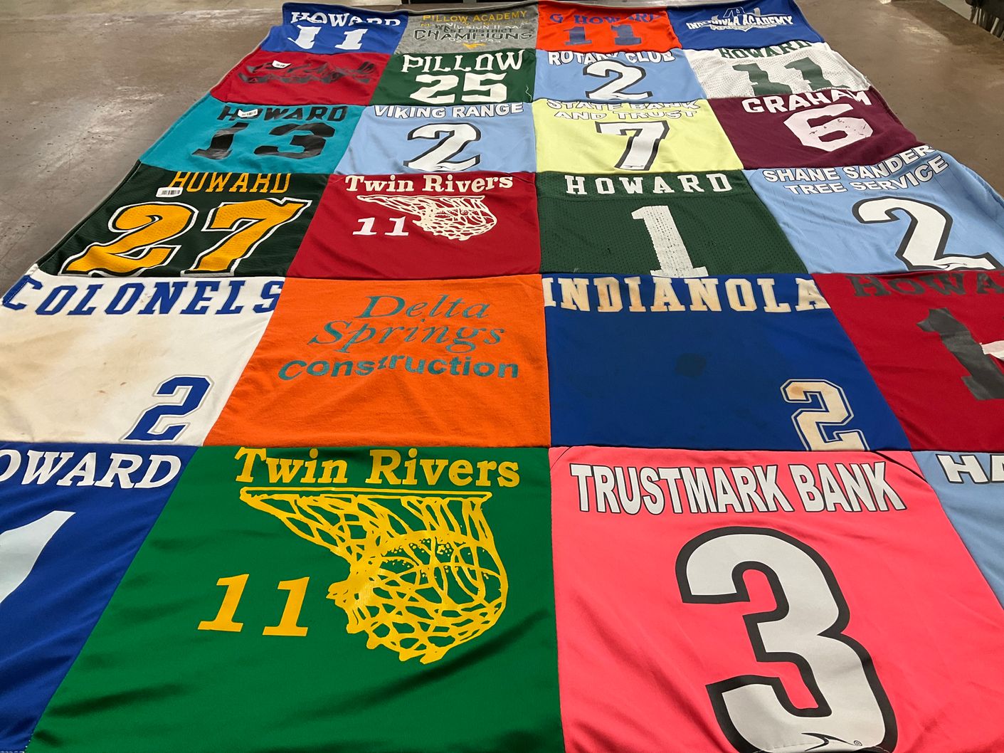 T-shirt quilt featuring colonels, vikings by Katherine from MS