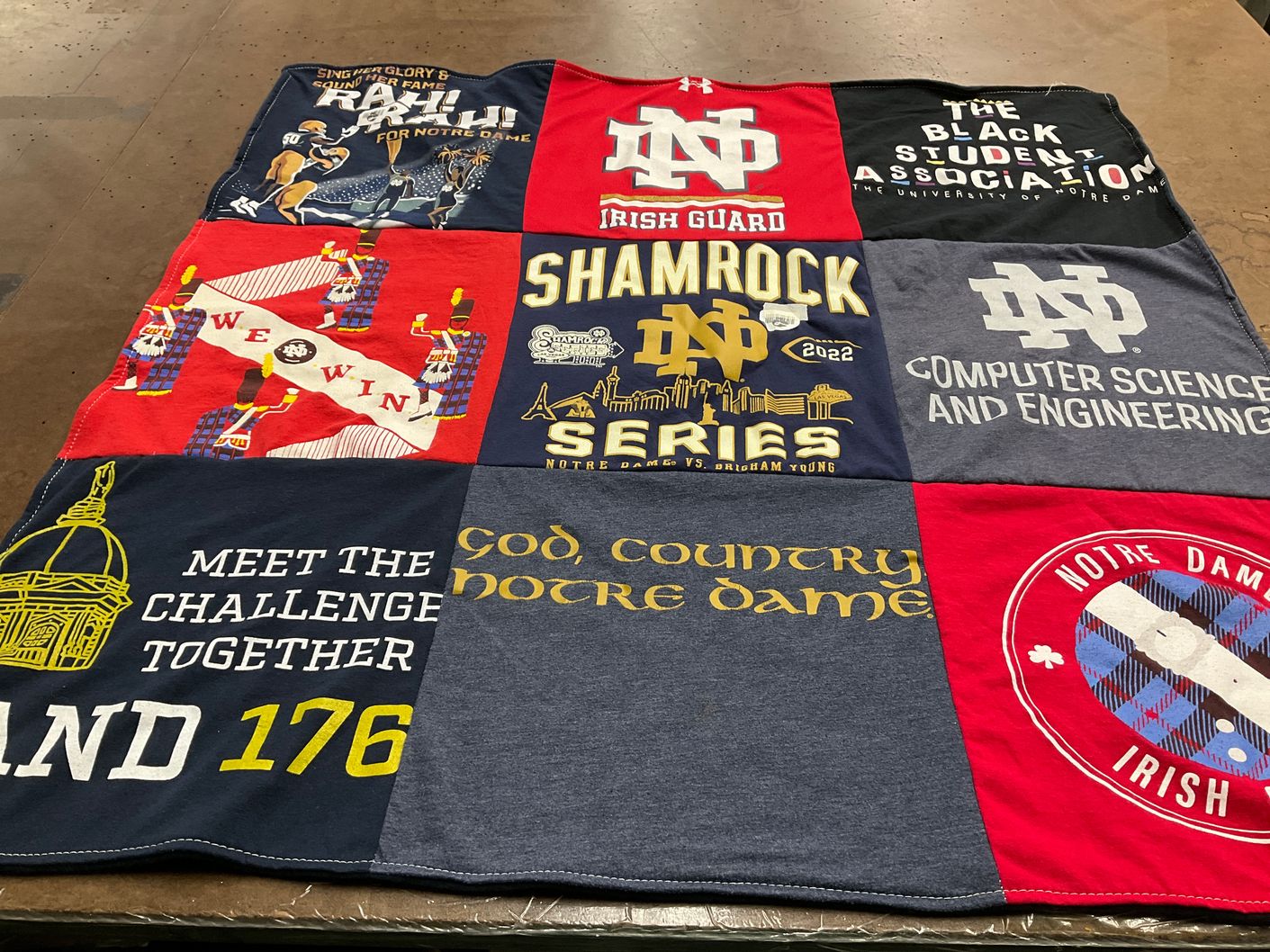 T-shirt quilt from notre dame university by Sarah from WA