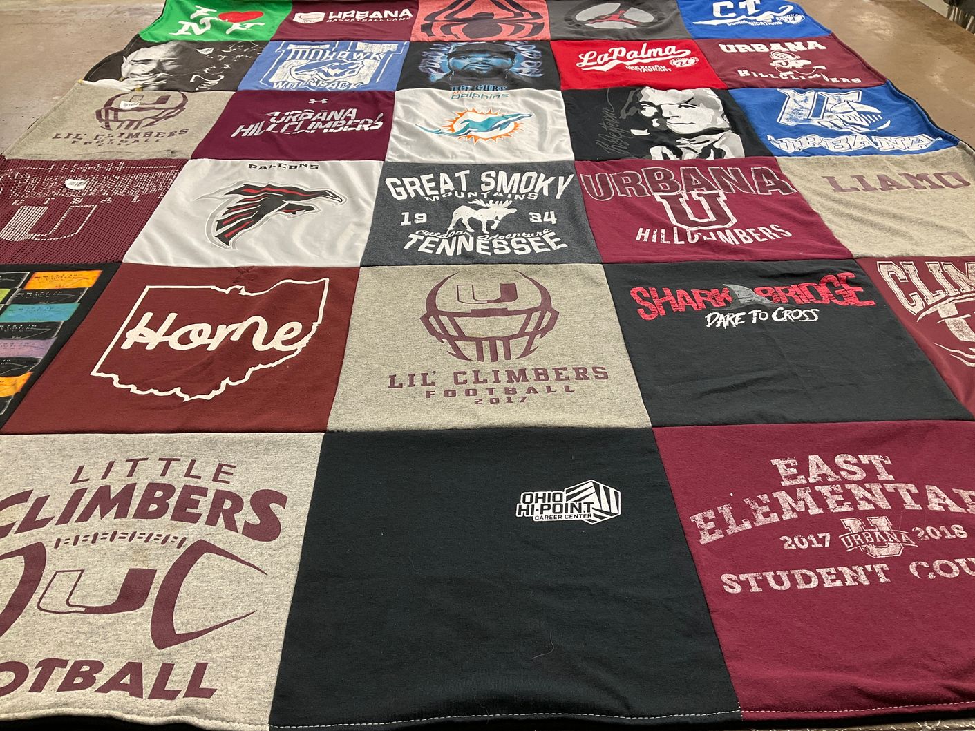 T-shirt quilt featuring urbana hill climbers football by Jennifer from OH