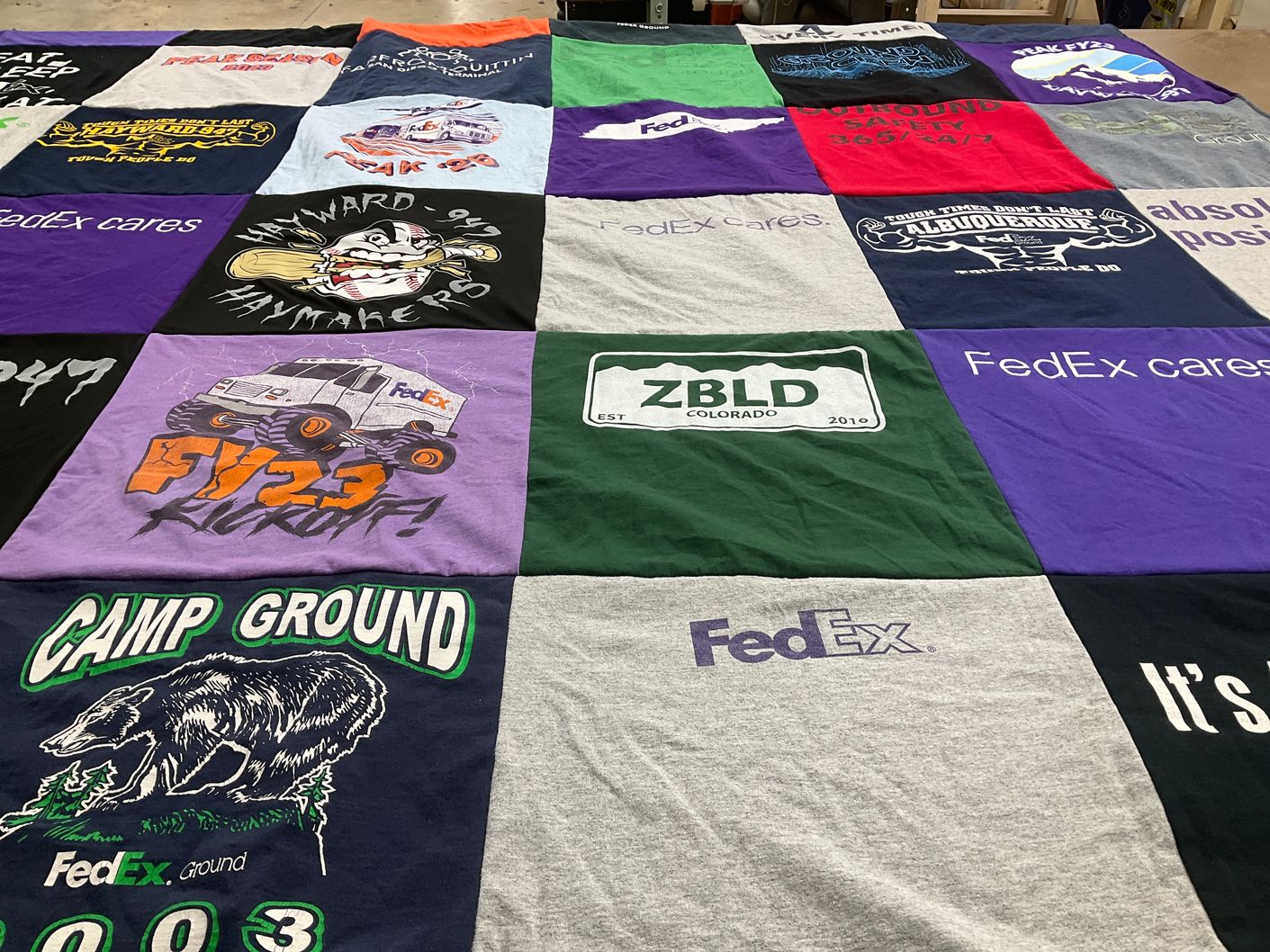 T-shirt quilt with transportation, safety themes by Michael from TX