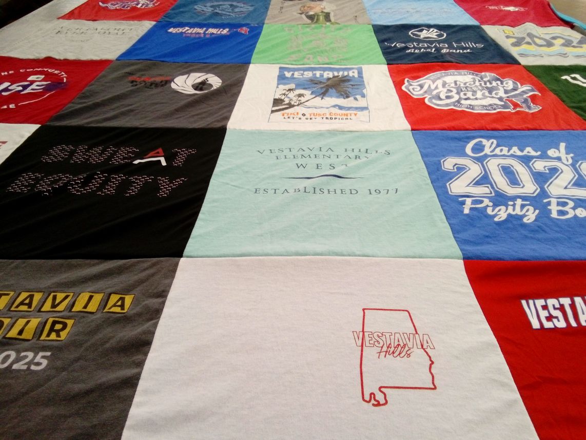 T-shirt quilt from vestavia hills elementary school, vestavia hills high school by Karla from AL