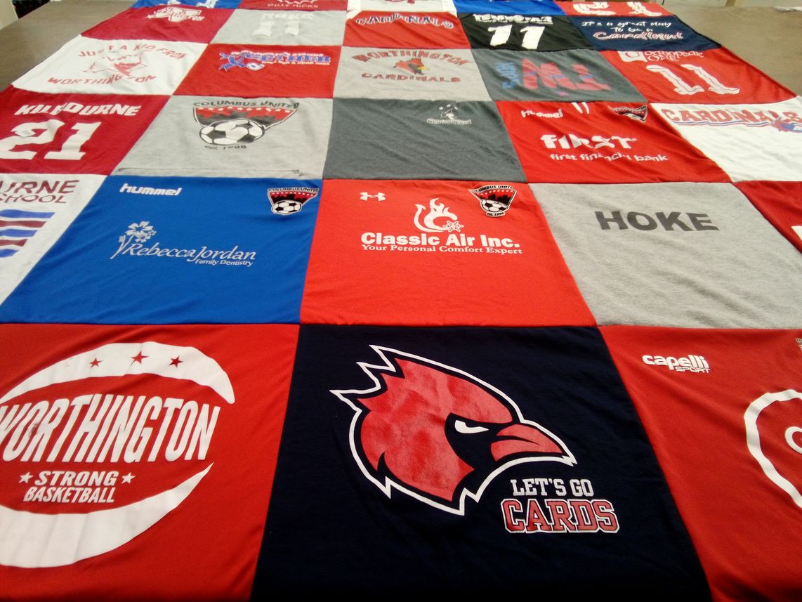 T-shirt quilt featuring columbus united soccer club, worthington basketball team by Stephanie from OH