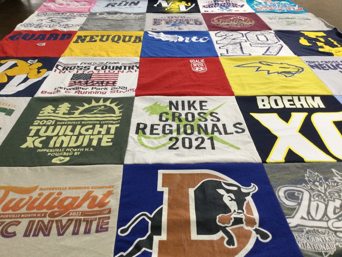T-shirt quilt featuring naperville north high school cross country by Joanne from MO