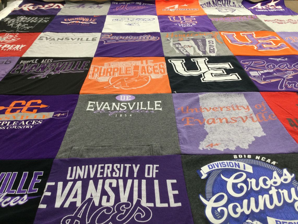 T-shirt quilt featuring university of evansville aces by Haylee from IN