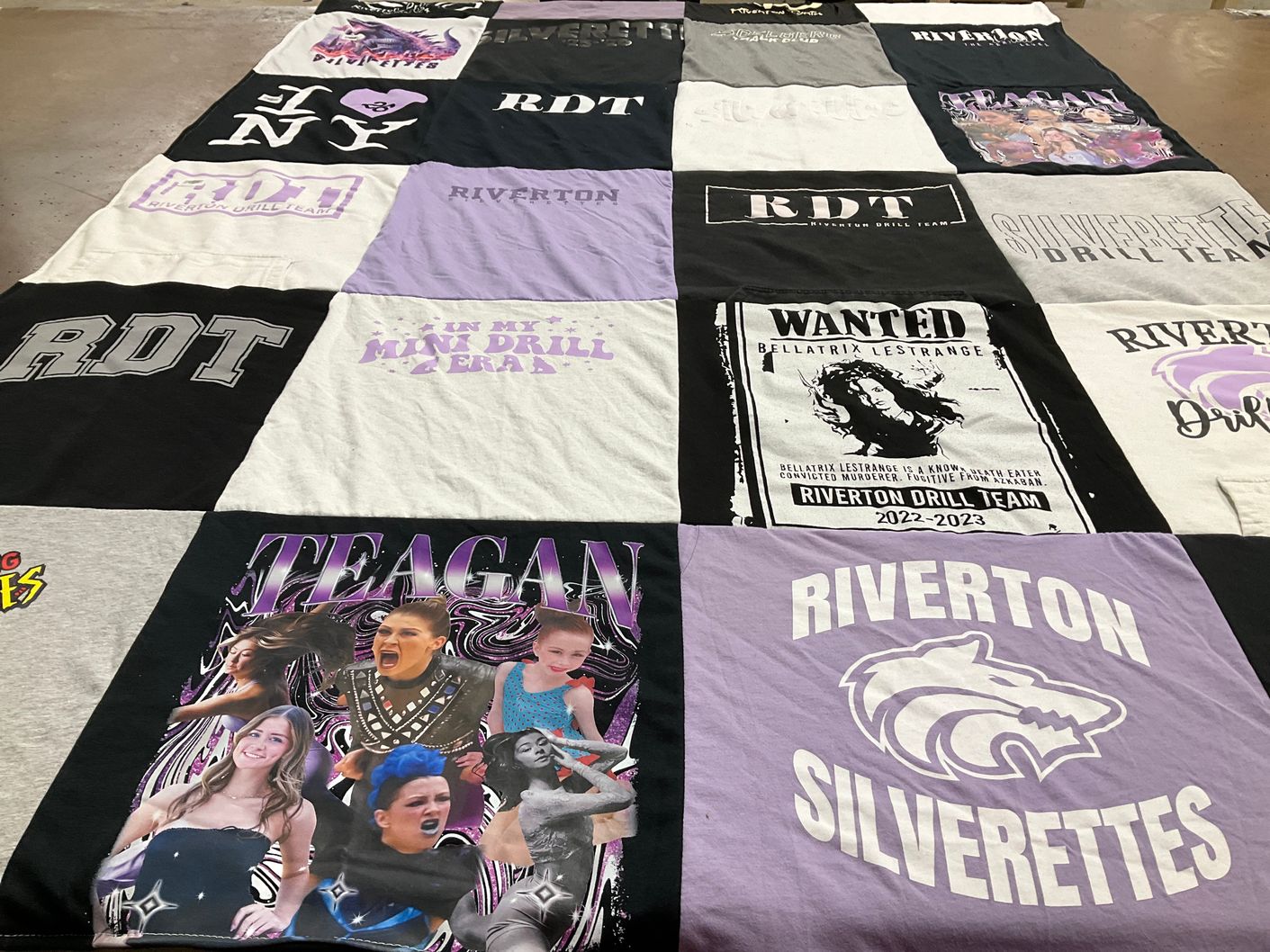 T-shirt quilt featuring riverton silverettes by Hilary from UT