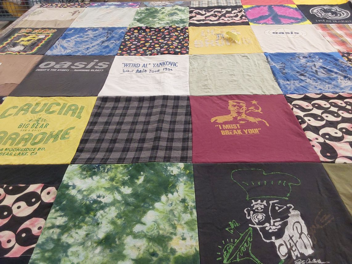 T-shirt quilt with music, karaoke themes by Paula from CA