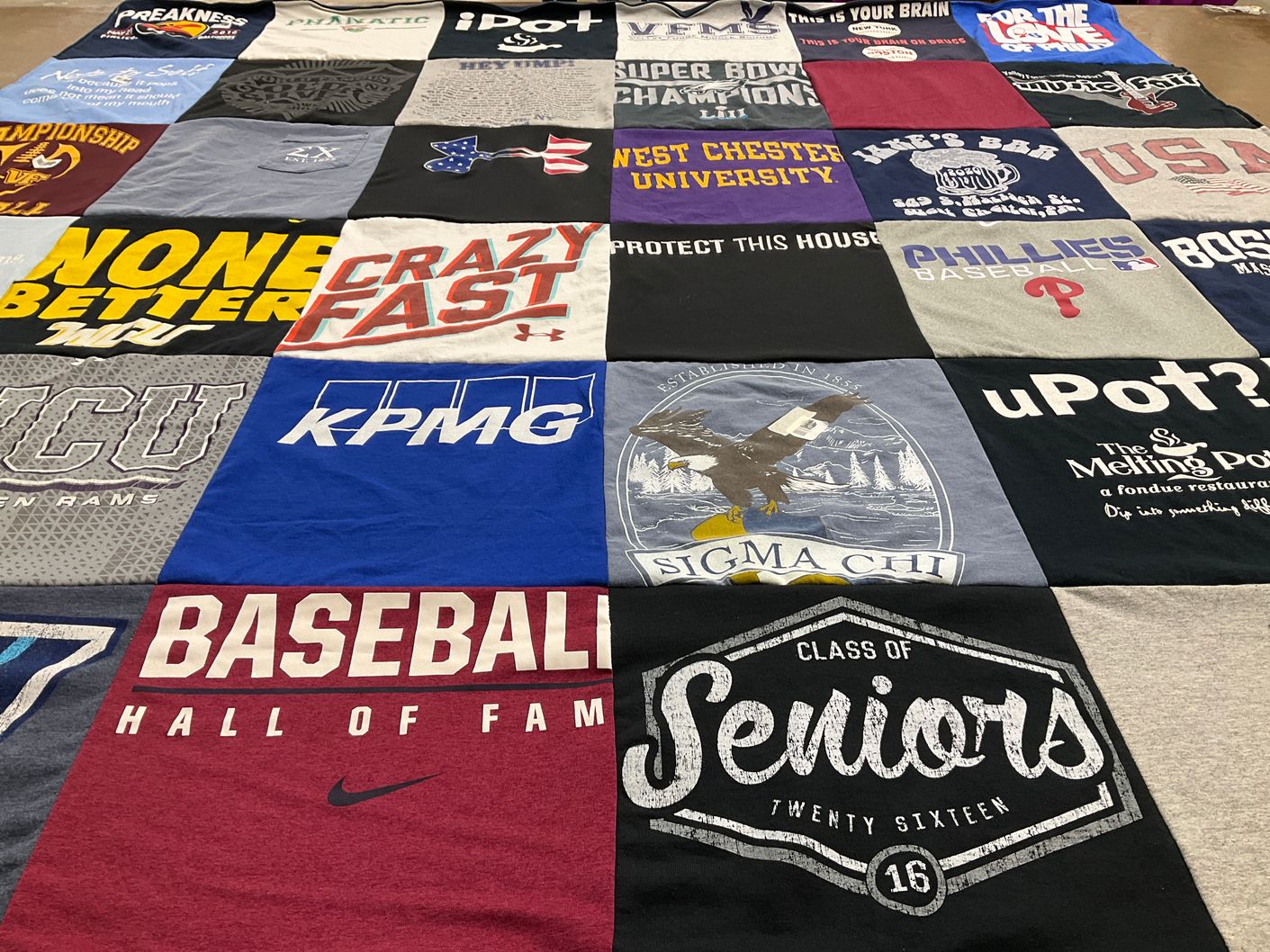 T-shirt quilt from west chester university, vcu by Celine from PA