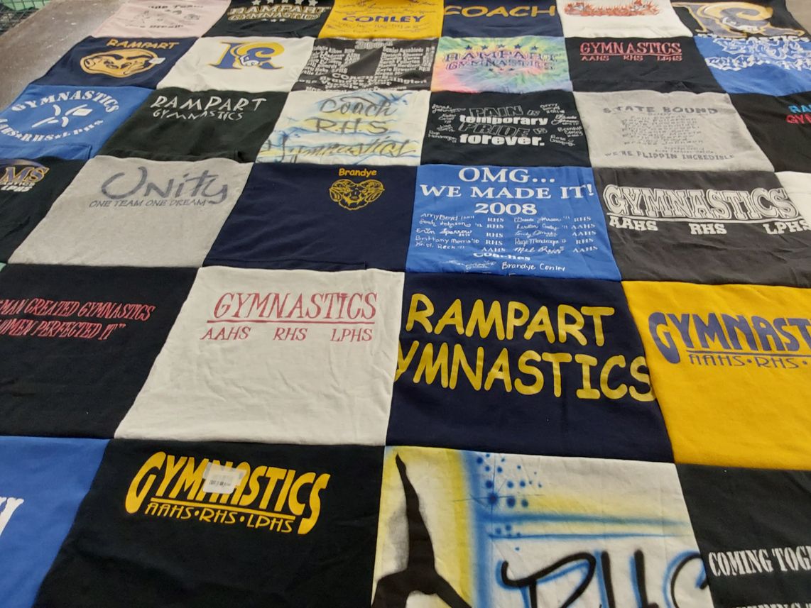 T-shirt quilt from rampart high school by Brandye from CO