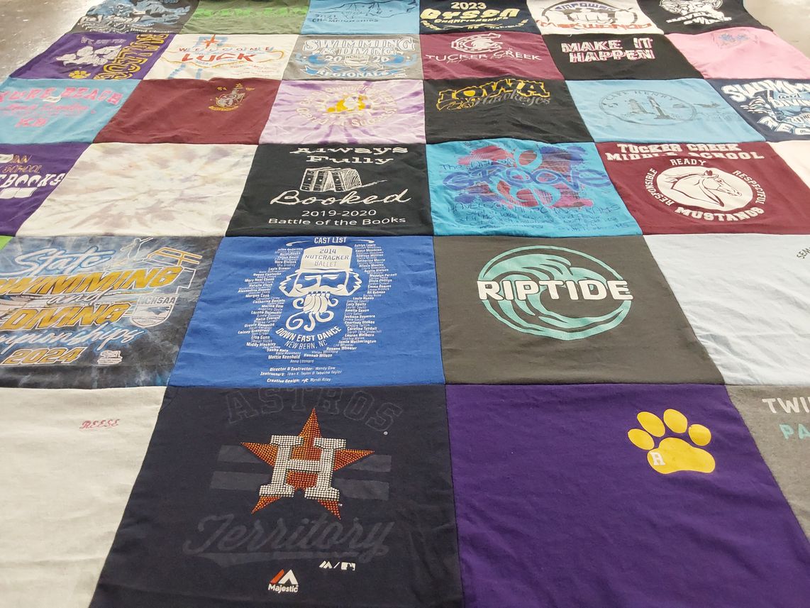 T-shirt quilt featuring tucker creek mustangs by Colleen from NC