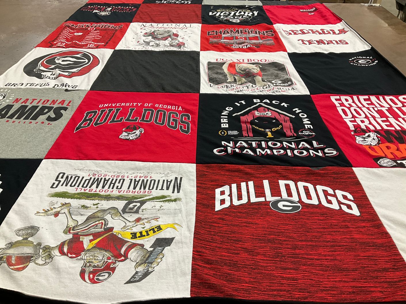 T-shirt quilt featuring bulldogs by Chad from GA