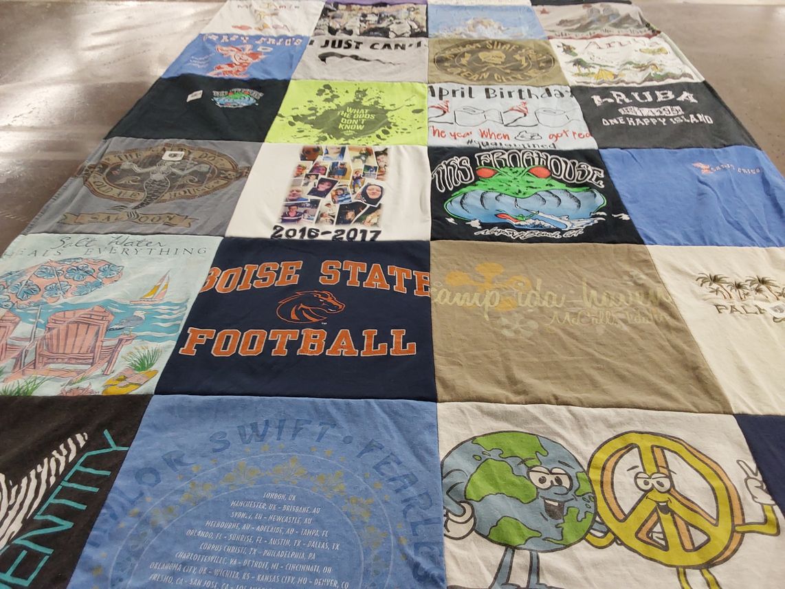 T-shirt quilt featuring boise state university football by Kaitlyn from WA