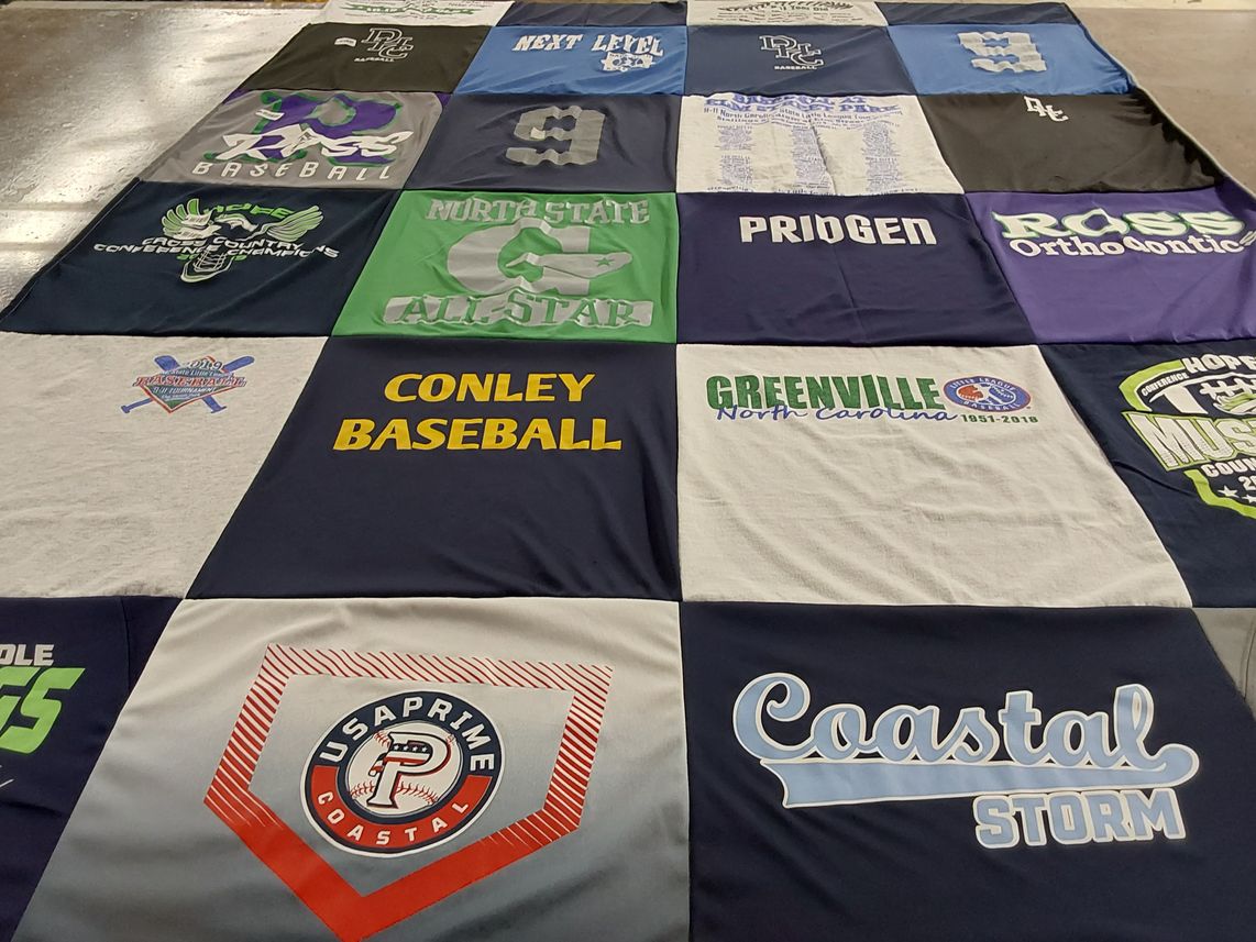 T-shirt quilt featuring coastal storm, pasquotank pirates by Heidi from NC