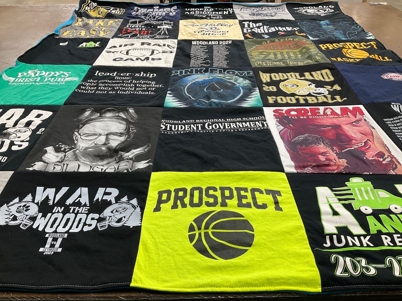 T-shirt quilt featuring prospect basketball, woodland football by Samantha  from CT
