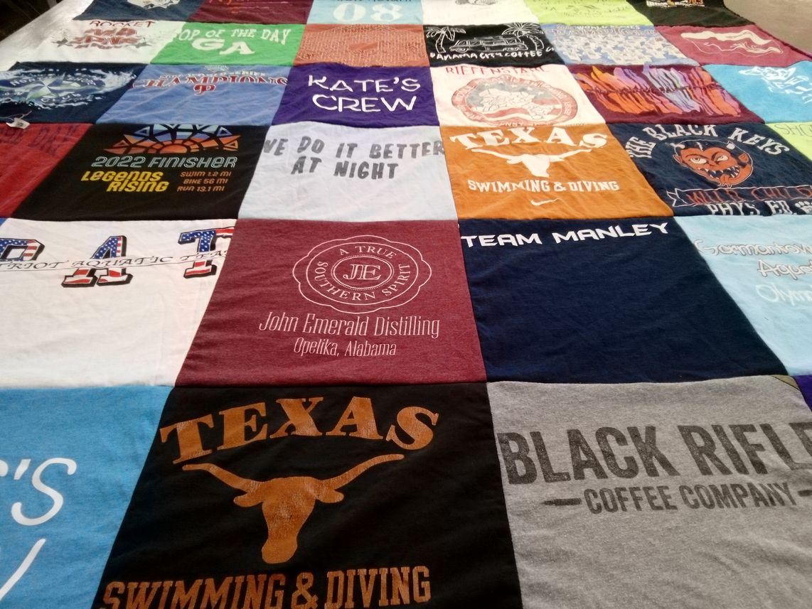T-shirt quilt featuring university of texas swimming and diving by kate from PA