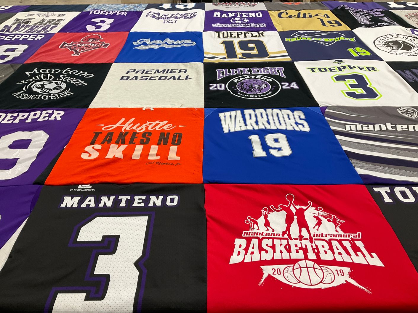 T-shirt quilt featuring manten warriors, manten panthers soccer by Katie from IL