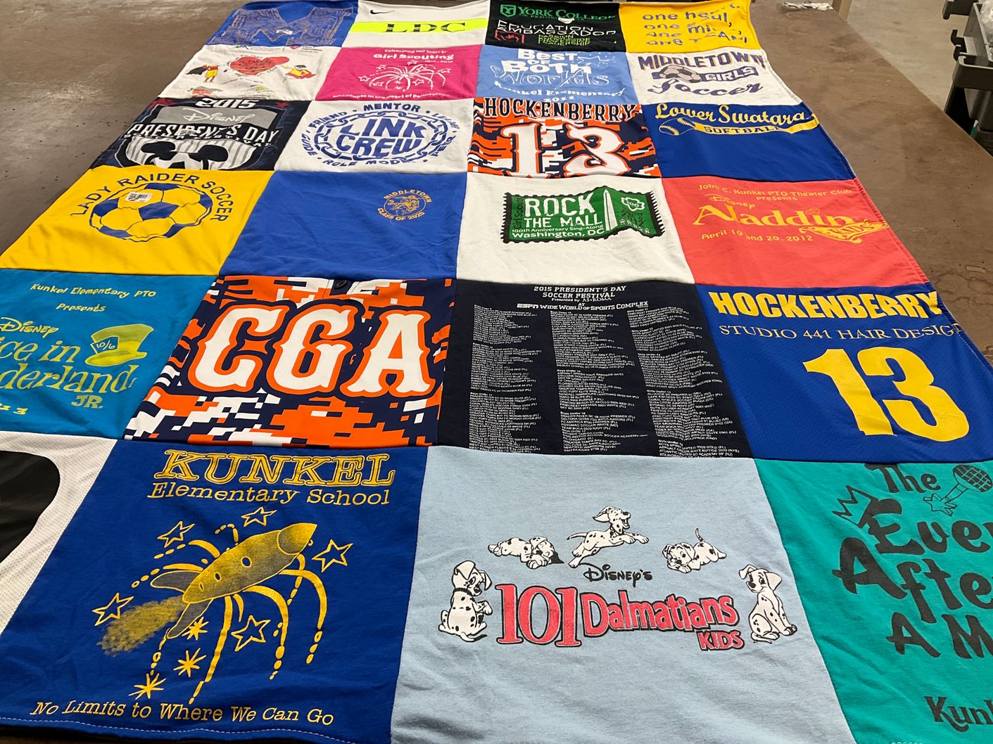T-shirt quilt featuring lady raider soccer, lower swatara softball by Lori from PA