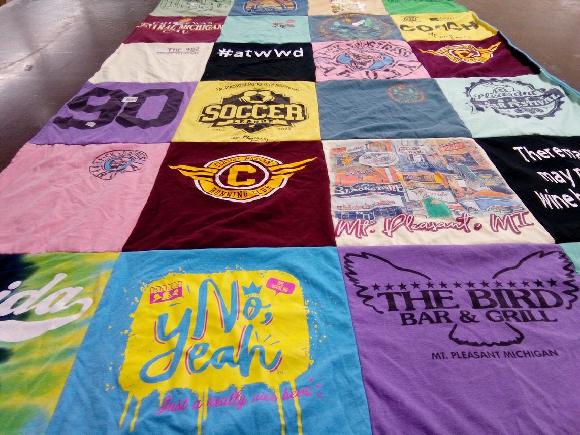 T-shirt quilt from central michigan university by Madeline from MI