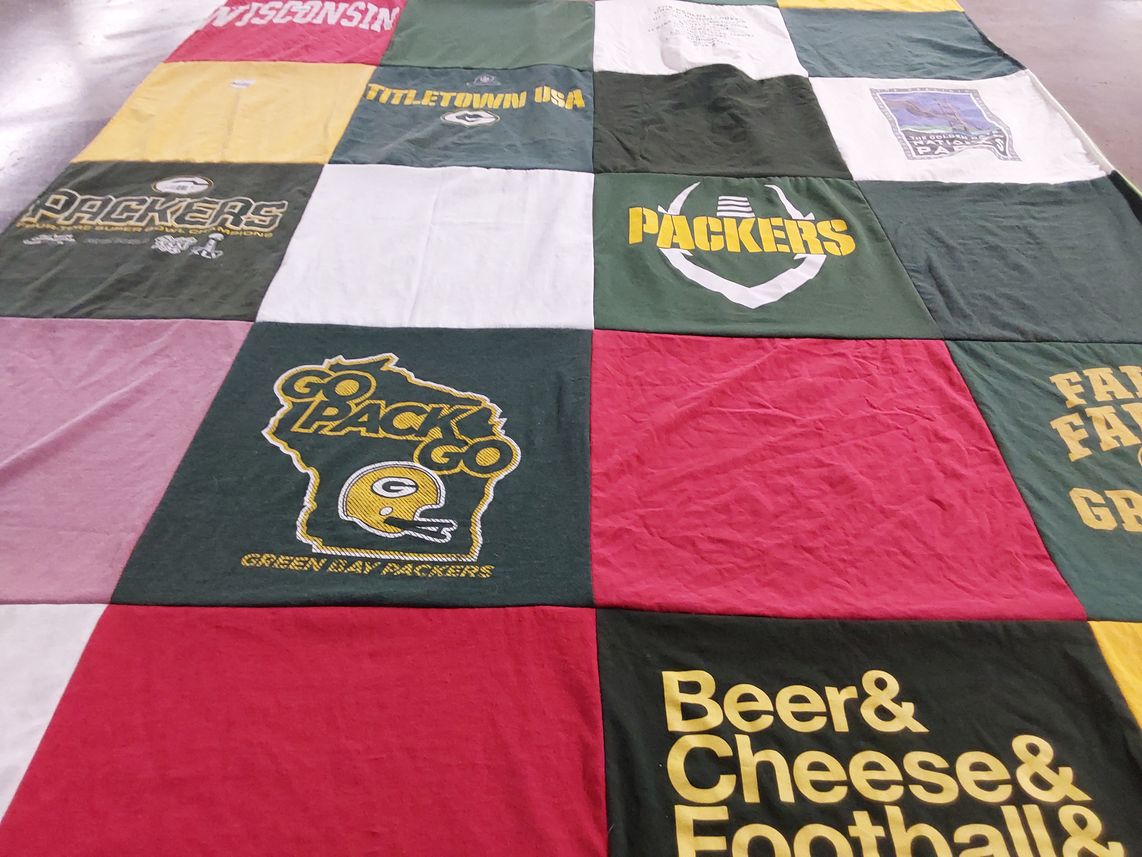 T-shirt quilt featuring green bay packers by Donna from MO