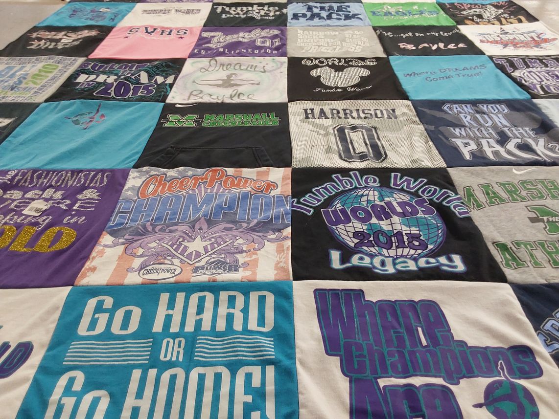 T-shirt quilt from marshall university by Baylee from WV